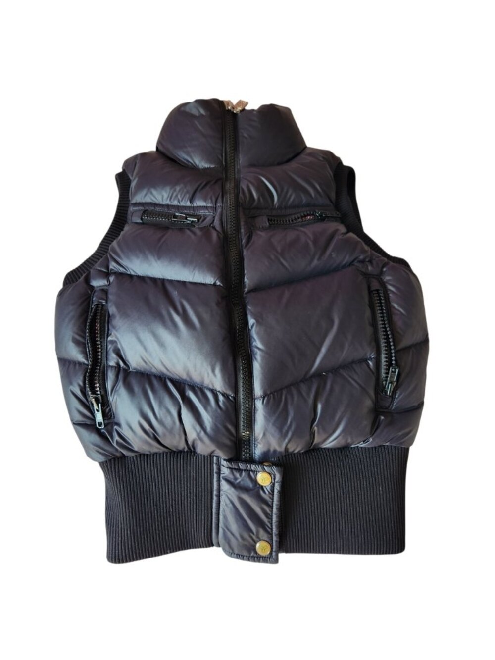Black TNA Puffer Vest with Zipper Accents